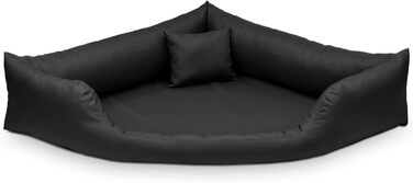 Килимок для собак Juelle з штучної шкіри, кутовий, для середніх та великих собак, м'який, софа Gabi, чорний (80x80x20 см)