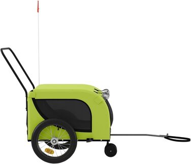 Фасба Причіп для собак, причіп для велосипеда, причіп для собак з відбивачами та прапорцем, причіп для котів та домашніх тварин, зелений та чорний Оксфорд, тканина та залізо