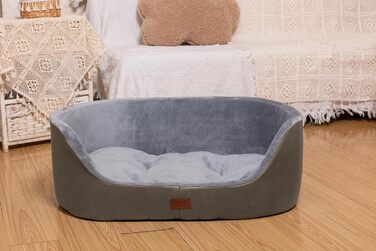 Кругле ліжко для собак середніх порід Raikou, м'яке та зручне, ковзаюче та стійке до подряпин, 75 x 54 x 27 см, коричневе