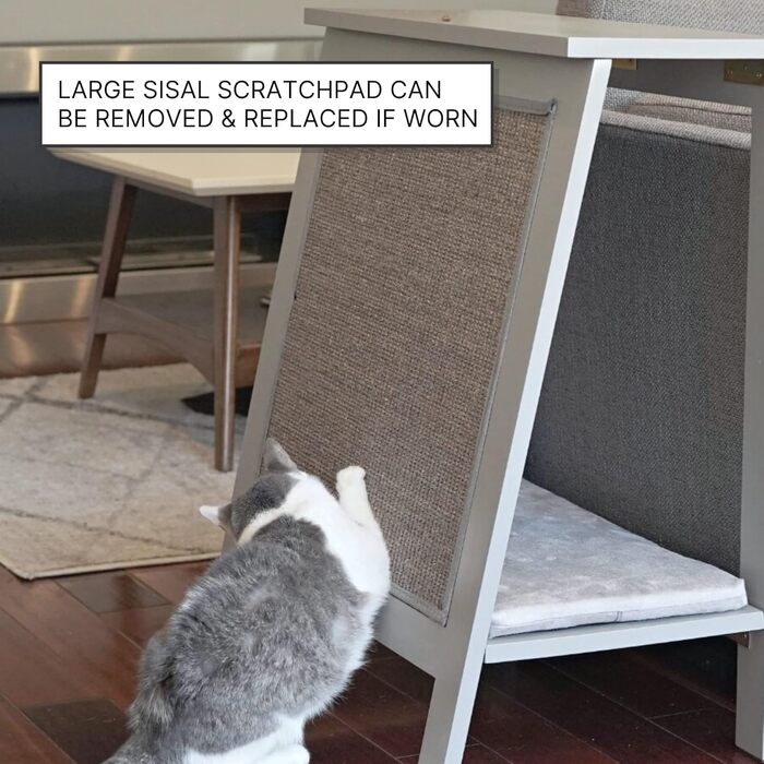 Дерев'яний котячий кігтеточка-столик THE REFINED FELINE з міцною сизалевою подушкою