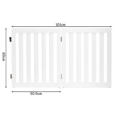 GYMAX Захисне ґратка для собак 60 см, 2 панелі, білий. Розкладне та регульоване захисне ґратка з 360° шарніром та покриттям, для використання в приміщенні та на вулиці.