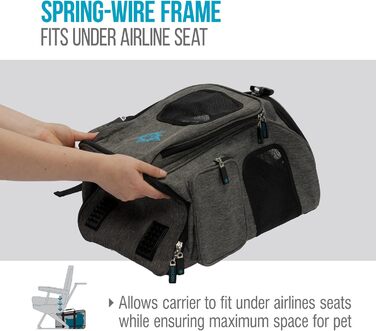 Рюкзак-переноска для тварин Sherpa 2-в-1, сірий, розмір M (43x27x28 см), дозволений авіакомпаніями, машинного прання, з сітчастим вікном, безпечними замками, легким каркасом