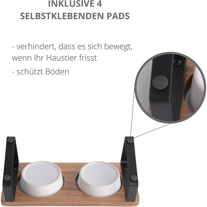 Підвищена годівниця для котів, ергономічна керамічна годівниця з дерева та бамбука, для котів та маленьких собак