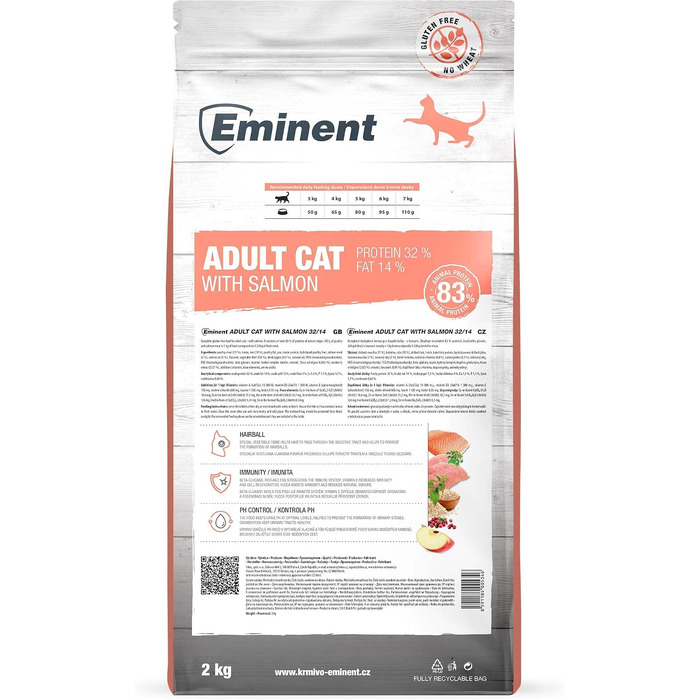 Сухий корм для дорослих котів Eminent Adult Cat з лососем, беззерновий, преміум-класу, 2 кг