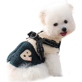 Зимовий теплий куртка для собак, вітронепроникний, з флісовою підкладкою, з отвором для шлейки, для цуценят та собак середніх розмірів, для осінніх та зимових прогулянок, зелено-білий