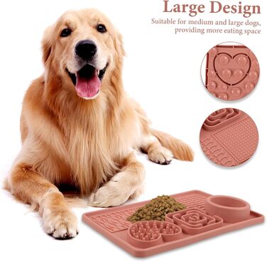 Килимок для годування собак та котів з присосками, нековзний, для повільного годування, рожевий, велика місткість