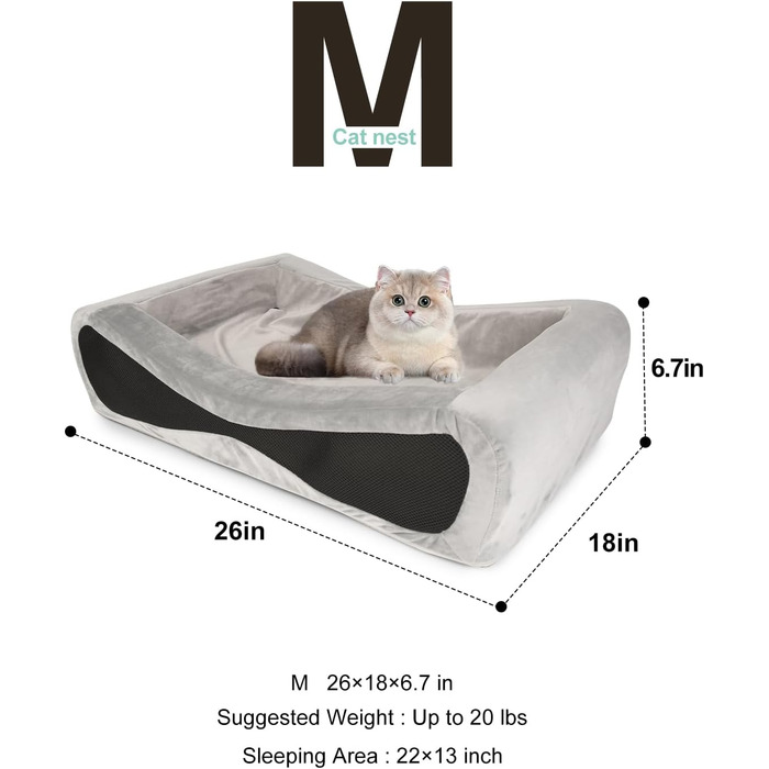 Ортопедичне ліжко для собак та котів NPET з піною Memory Foam, розмір M