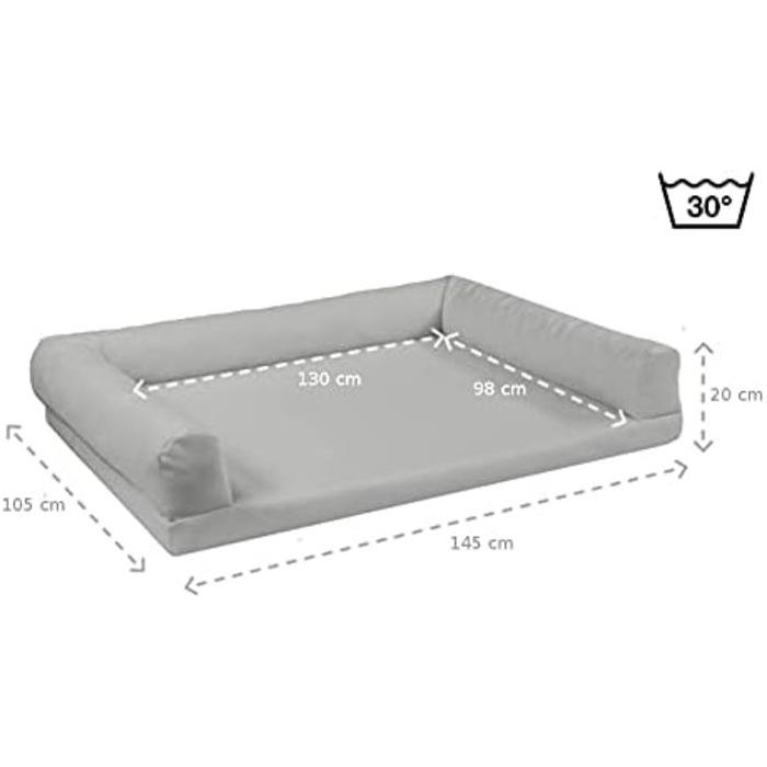 Ортопедичне ліжко для собак Juelle, великі породи, XXL (145x105 см), знімний чохол, машинне прання