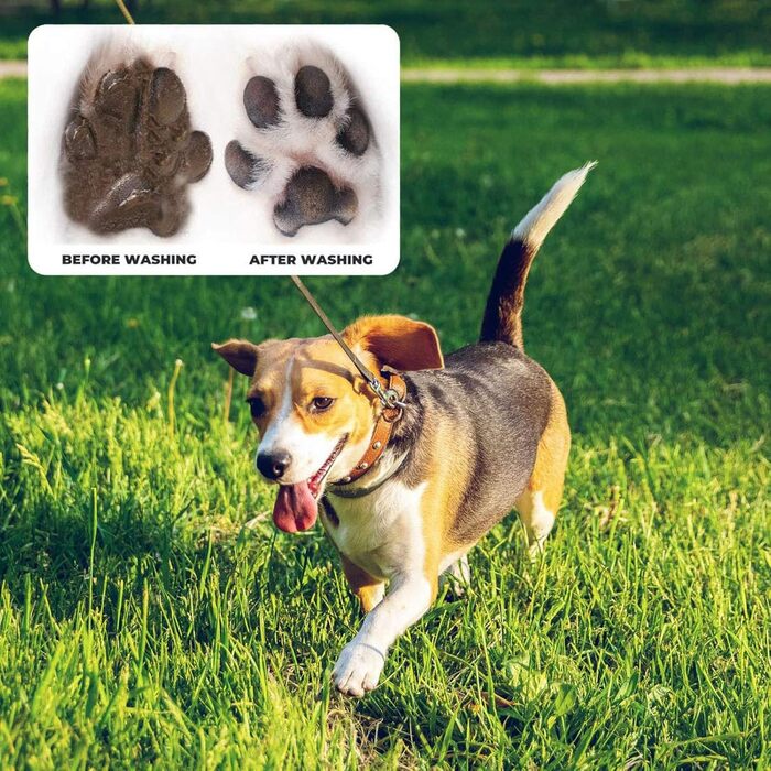 Очищувач для лап собак PJDDP, портативний, силіконовий, з щіткою та рушником, для собак та котів (блакитний)