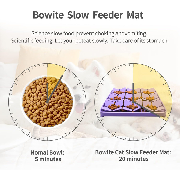 Килимок для повільного годування Hund & Katze Bowite з силікону для котів та маленьких собак, фіолетовий