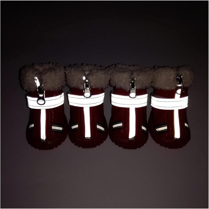 Зимові чоботи для собак - теплий флісовий набір з 4 шт. Водонепроникні шкіряні чоботи для собак з антиковзким покриттям