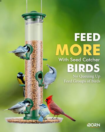 Годівниця для птахів iBorn з піддоном, 38 см, зелена