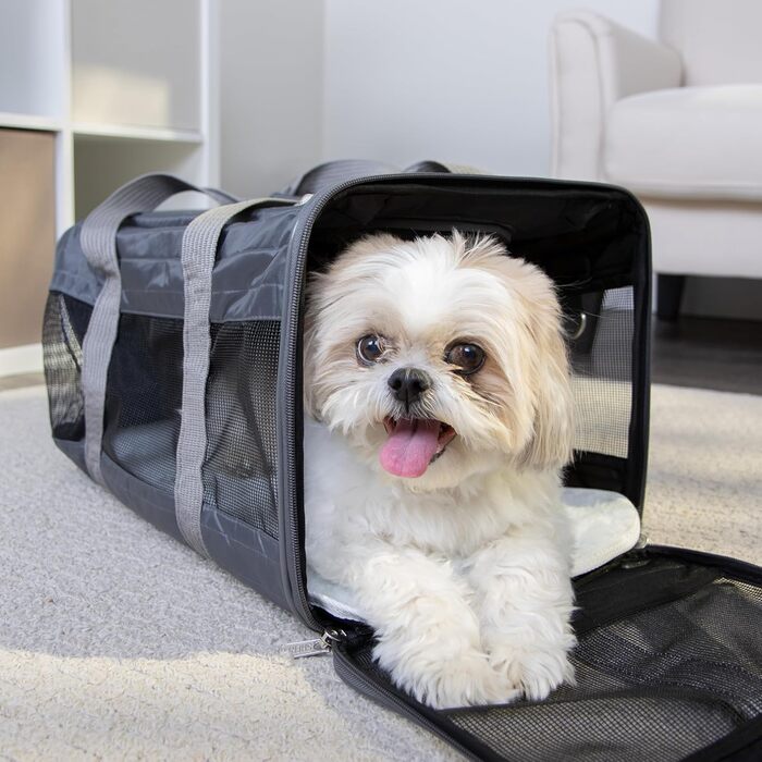 Транспортний бокс для тварин Sherpa Travel, великий, антрацит, 48 x 30 x 29 см, схвалений авіакомпаніями