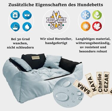 Крісло-ліжко для собак великих порід King Dog, велике, миється, з іменем, водонепроникне, силіконова наповнювач (світло-сірий, S 55 x 45 см)