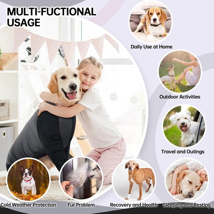 Комбінезон для собак, піжама для собак середніх порід, одяг після операції для Французького бульдога, Кокер-спанієля, Бігля (M, Сірий)