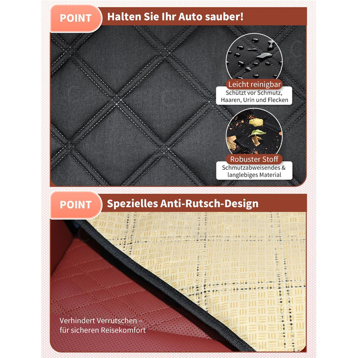 Автокрісло для собак KYG - Стабільне, водонепроникне, неслизьке та стійке до подряпин - для собак малого та середнього розміру - на переднє та заднє сидіння (Чорний) 6696