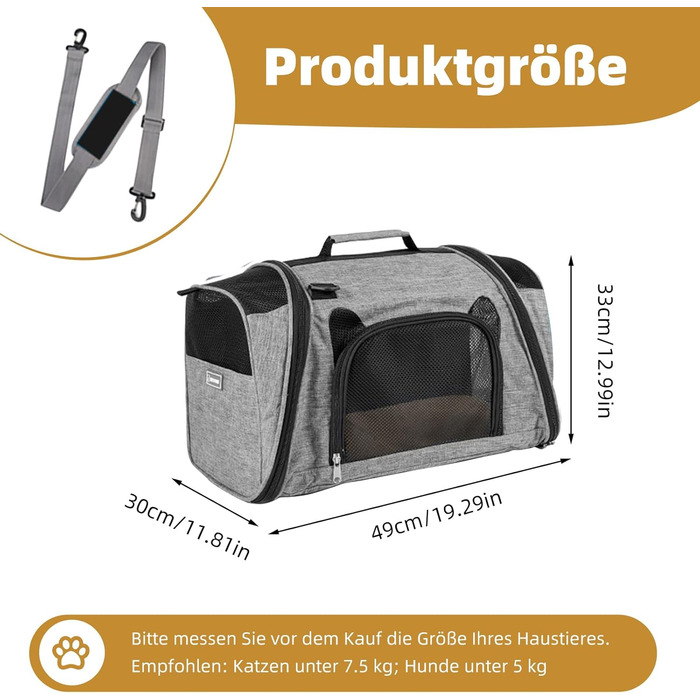 Транспортна переноска для котів з туалетом, складана переноска для котів, собак, цуценят, великих котів, дихаюча переноска з плечовим ременем