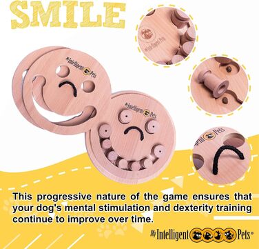 Інтерактивна дерев'яна іграшка для собак Smile – розвиваюча іграшка для домашніх тварин