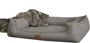 Ортопедичне собаче ліжко Tierlando® Goofy Couture з захистом для матраца, знімний чохол з меблевої тканини, для собак середніх та великих порід, розмір: 90x75 см, колір: графіт