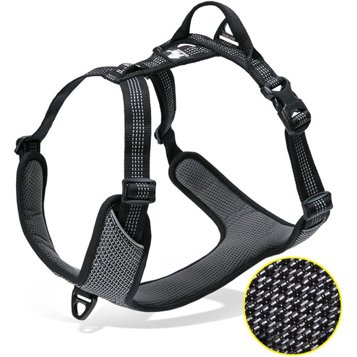 Шлейка для собак WINHYEPET Truelove TLH6071, чорна, L, світловідбиваюча, регульована, м’яка сітка, для малих та середніх порід