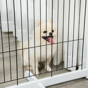 PawHut Door Guard Дерево, Бар'єр для собак, Охорона, Ворота для собак, Захисні двері, Сталь, Білий, 305 x 35.5 x 82 см | Аосом