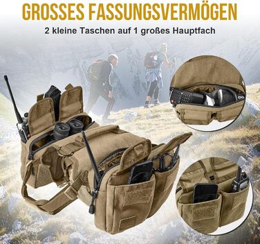 Шлейка для собак OneTigris з рюкзаком, Hoppy Camper 3.0, для кемпінгу та піших прогулянок, для середніх/великих собак, зелена (L, коричнева)