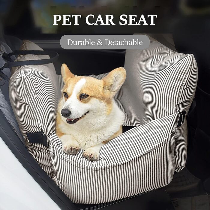 Автокрісло для собак Johnear: підйомник, переноска, ліжко з лебідкою, коричневе. З кишенями та зручним кріпленням. Для собак середніх розмірів та котів.