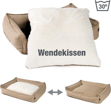 Преміум лежанка для собак JAMAXX з ортопедичним пінополіуретаном Memory Visco, знімний та пральний чохол, з двостороннім подушкою, корзина для собак S-XL (120x90 (L), кавово-бежевий)