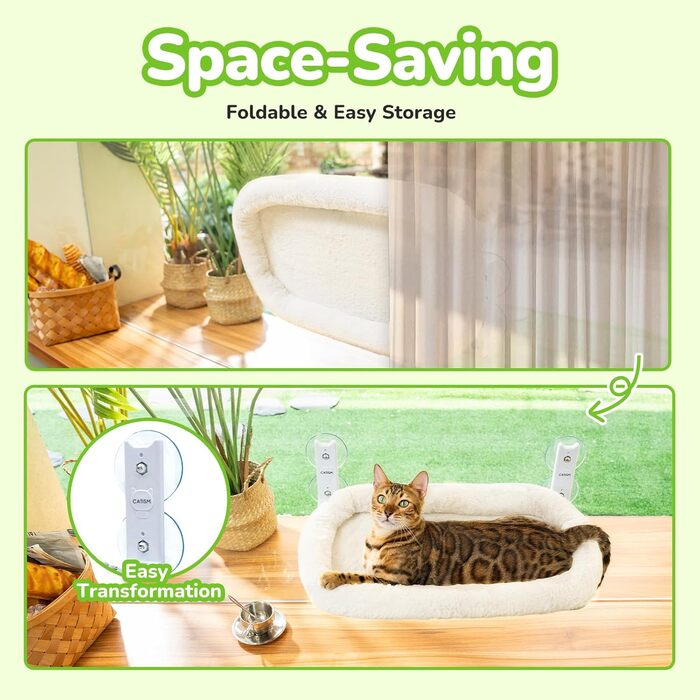 Кішка-гамак CATISM для вікна з подушкою, 52x30 см, до 20 кг, бежевий