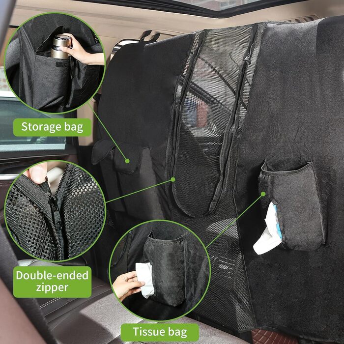 Перегородка в багажник для собак, автоперегородка для транспортування, бар'єр для тварин з кишенькою, безпечне перевезення дітей та тварин