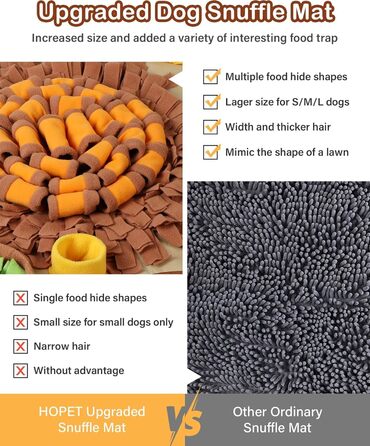 Schnüffelmatte для великих собак HOPET, інтерактивна тренувальна килимок для годування, стимуляція розуму та повільне годування, іграшка для всіх порід