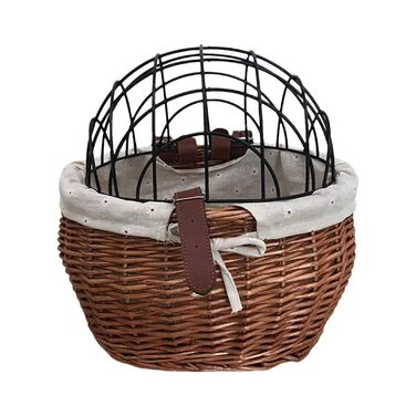 Корзина для собак та котів на велосипед, ручна робота, плетені з лози, коричнева