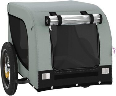 Велосипедний причіп для собак сірий та чорний, Oxford-тканина та метал. Причіп для велосипеда, вантажний причіп