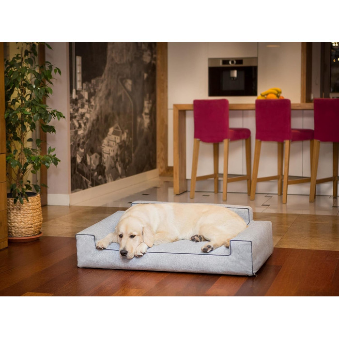 Ліжко для собак, корзина для котів, XXL (116x78 см), чорний та сірий, знімний чохол, миється