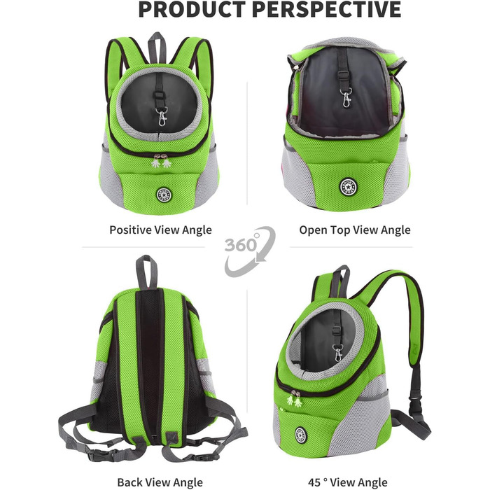 Рюкзак-переноска для собак та котів PETCUTE, зелений (M)