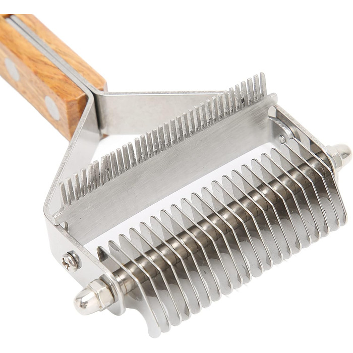 Професійна щітка для грумінгу домашніх тварин Fellpflegebürste: двостороння щітка для собак та котів з дерев'яною ручкою, самоочищувана