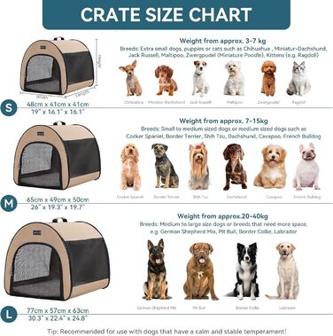 Складана переносна собача клітка Petsfit M, дихаюча, з вигнутим дизайном, антивідкривним замком і плюшевою подушкою, колір хакі, для дому