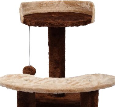 Дряпальня для котів Wiltec 67 см, чорно-біла з сизалю, платформа, будиночок та іграшковий м'яч, крізь котячий комплекс