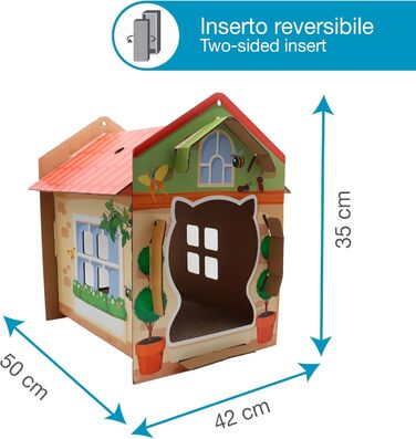 Дім-когтеточка Croci Villa Color для котів, 42x35x50 см, багатобарвний
