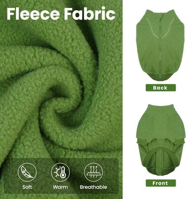 Теплий пуловер Lelepet для собак на блискавці, флісовий халат, одяг для цуценят, одяг для великих собак, теплий халат для домашніх тварин, зелений, XL