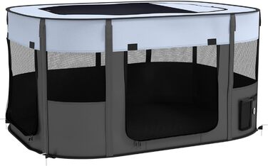 Клітка для собак PawHut, вольєр для тварин, переносний складаний вольєр для собак та котів з сумкою для зберігання, 114 x 89 x 59 см, сірий, XL