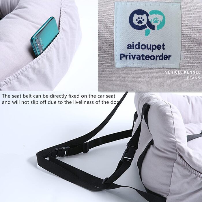 Підвищення для собак в авто Aidou, автокрісло для собак, котів та інших домашніх тварин, автоліжко для собак, подвійне використання в авто та вдома (Сині смуги)