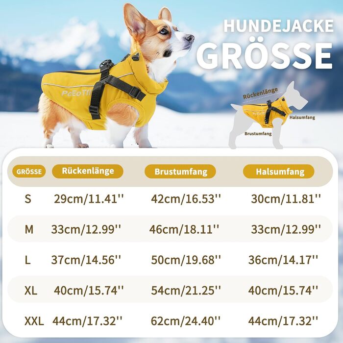 Теплий зимовий одяг для собак: жовтий пуловер/манта XL для маленьких собак, з відбиваючими елементами та дзвінком