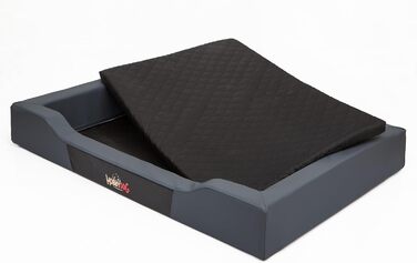 Крісло-ліжко для собак - Крісло для собак з штучної шкіри, знімний чохол, розмір M (93 x 62 см, сірий)