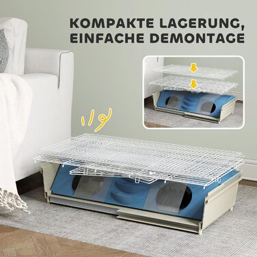 Клітка для дрібних тварин PawHut з вольєром, клітка для кроликів, клітка для дрібних тварин з пляшкою для води, годівницею для сіна, рампою, коліщатками. Підходить для морських свинок та їжаків. Білий колір.