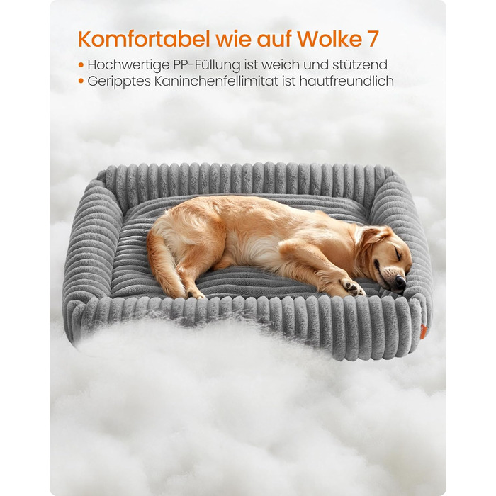 Feandrea Ортопедичне ліжко для собак, велике, з м'яким покриттям, 91 x 68 x 18 см, PGW312GD01 (XL 120 x 85 x 23 см, Сірий)