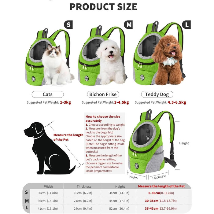 Рюкзак-переноска для собак та котів PETCUTE, зелений (M)
