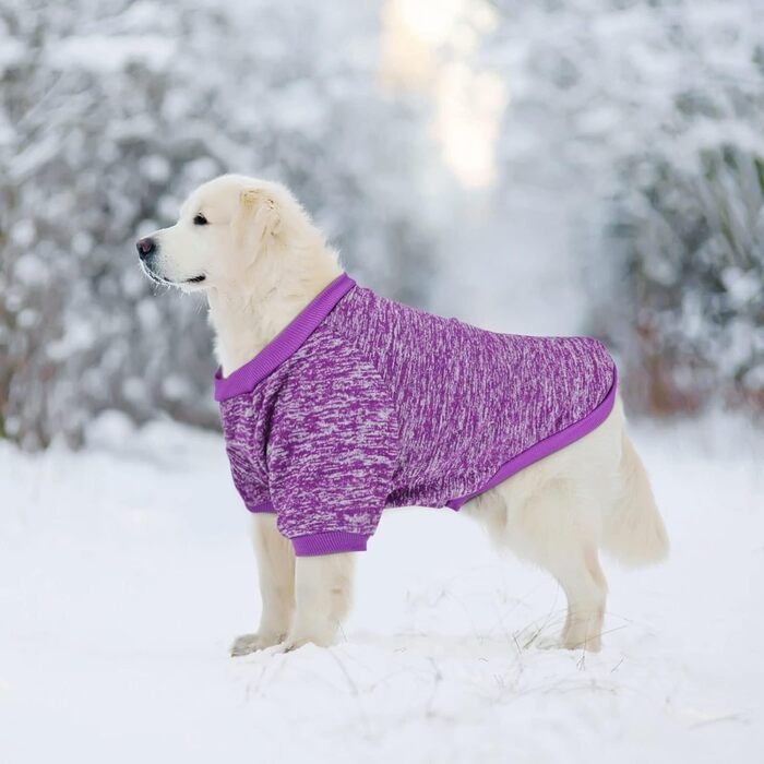 Пуловери для собак RANYPET 2 шт. Великі, теплі, зимові, в'язані, для середніх собак, 9XL (обхват грудей 90 см, довжина спини 75 см), 5XL (обхват грудей 70 см, довжина спини 55 см), колір: фіолетовий+сірий