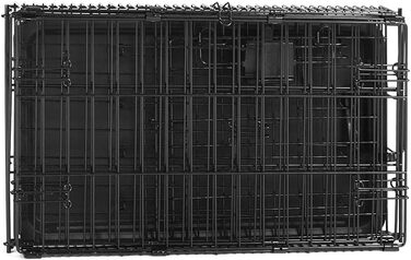 Складана металева клітка для собак Amazon Basics з піддоном, чорна, 56x33x40 см, одні двері