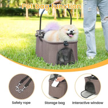 Дитяча та собача коляска 2-в-1, складна, з 4 колесами, знімний кошик, легка, для собак та котів, для прогулянок (Блакитно-зелений)